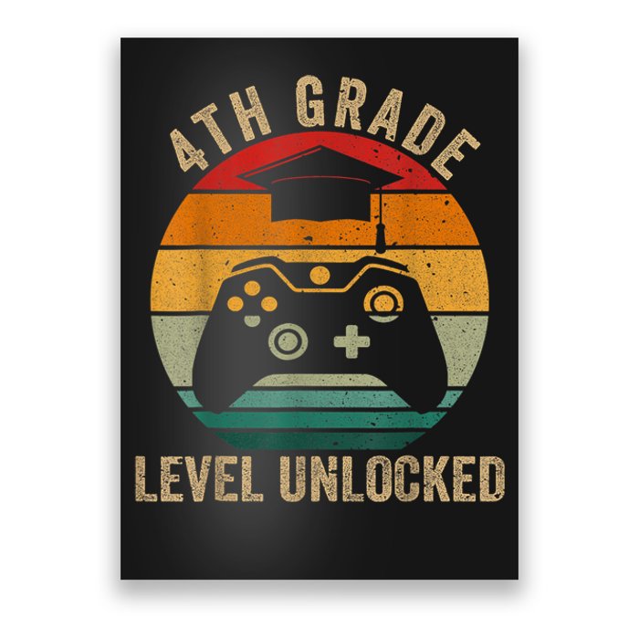 4th Grade Level Unlocked Vintage Back To School Video Gamer Poster