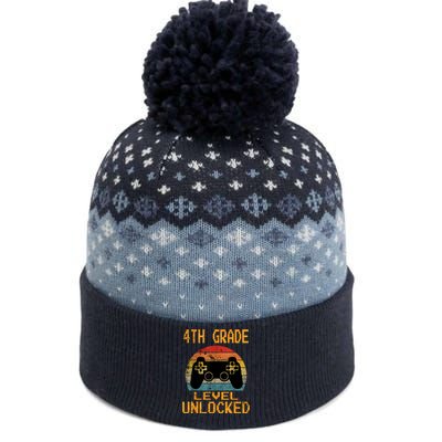 4th Grade Level Unlocked Video Gamer Back To School Boy The Baniff Cuffed Pom Beanie