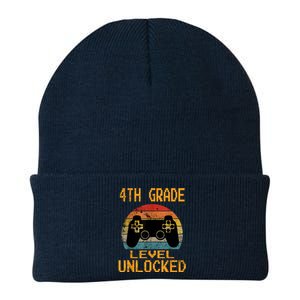 4th Grade Level Unlocked Video Gamer Back To School Boy Knit Cap Winter Beanie