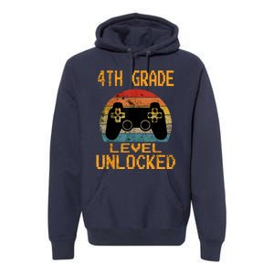 4th Grade Level Unlocked Video Gamer Back To School Boy Premium Hoodie