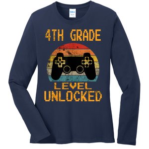 4th Grade Level Unlocked Video Gamer Back To School Boy Ladies Long Sleeve Shirt