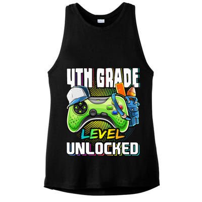 4th Grade Level Unlocked Video Game Back to School Ladies PosiCharge Tri-Blend Wicking Tank