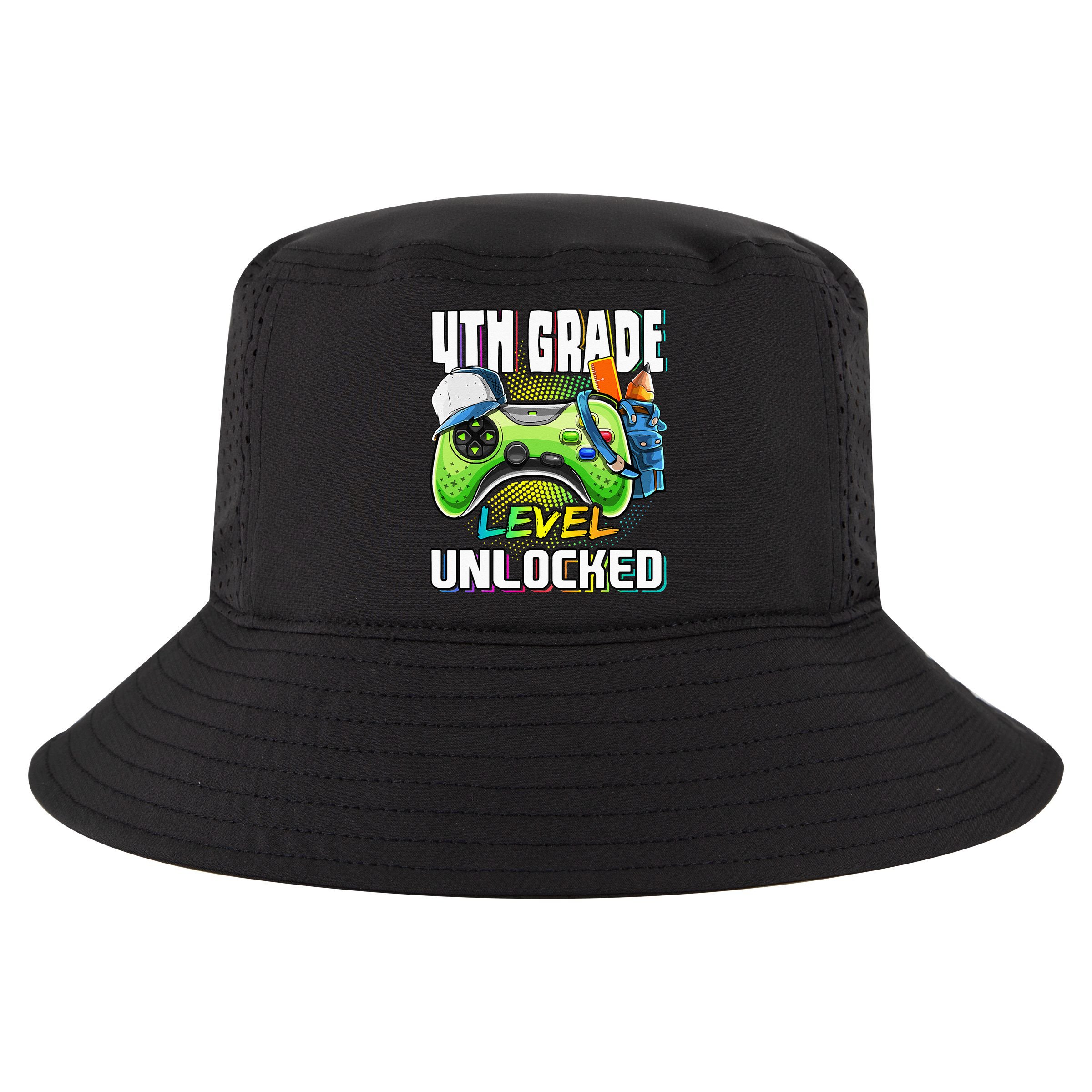 4th Grade Level Unlocked Video Game Back to School Cool Comfort Performance Bucket Hat