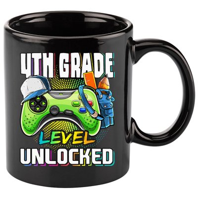 4th Grade Level Unlocked Video Game Back to School 11oz C Handle Ceramic Mug