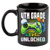 4th Grade Level Unlocked Video Game Back to School 11oz C Handle Ceramic Mug
