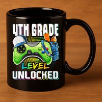 4th Grade Level Unlocked Video Game Back to School 11oz C Handle Ceramic Mug