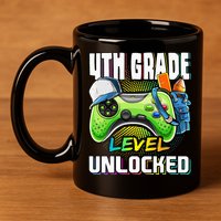 4th Grade Level Unlocked Video Game Back to School 11oz C Handle Ceramic Mug
