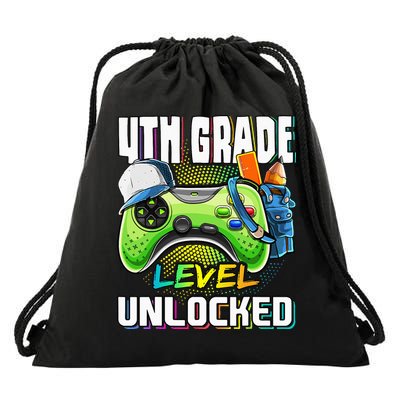 4th Grade Level Unlocked Video Game Back to School Drawstring Bag