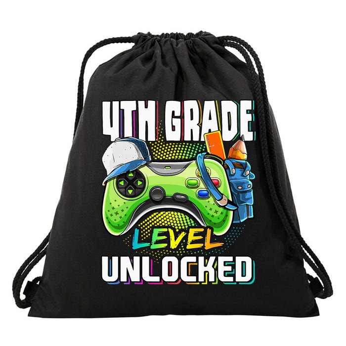4th Grade Level Unlocked Video Game Back to School Drawstring Bag