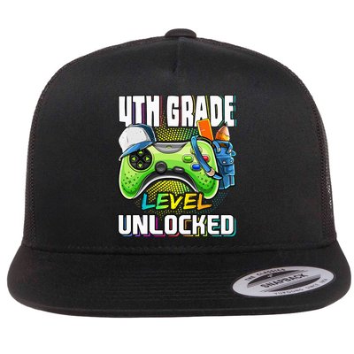 4th Grade Level Unlocked Video Game Back to School Flatbill Hat