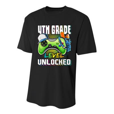 4th Grade Level Unlocked Video Game Back to School Youth Performance Sprint T-Shirt