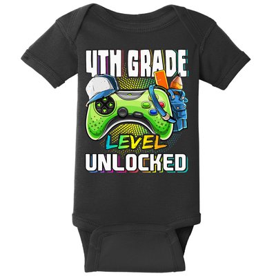 4th Grade Level Unlocked Video Game Back to School Baby Bodysuit
