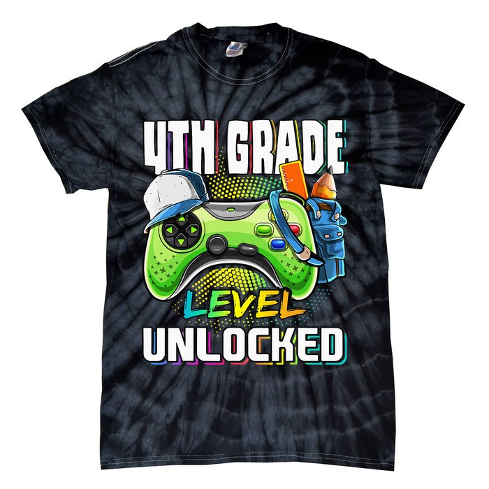 4th Grade Level Unlocked Video Game Back to School Tie-Dye T-Shirt