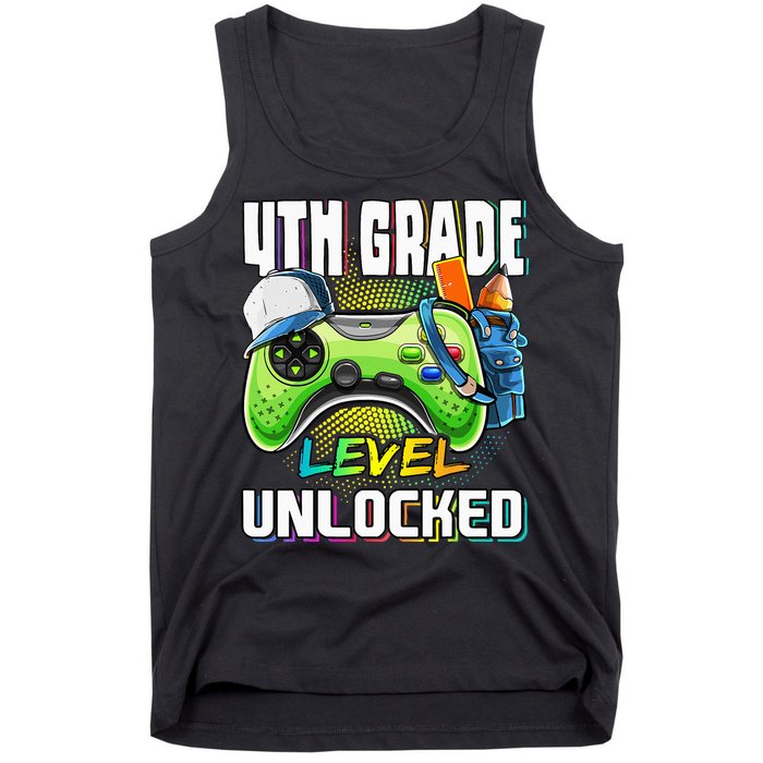 4th Grade Level Unlocked Video Game Back to School Tank Top