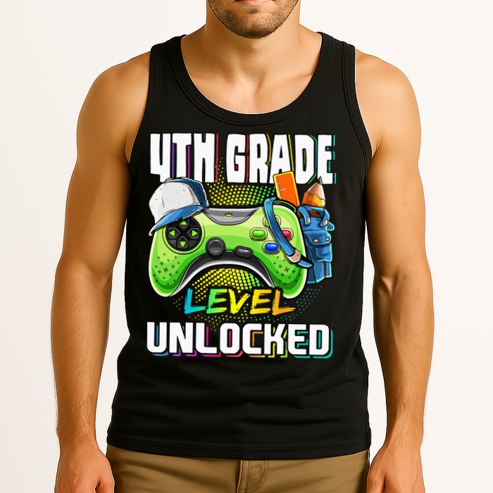 4th Grade Level Unlocked Video Game Back to School Tank Top