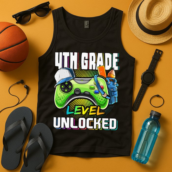 4th Grade Level Unlocked Video Game Back to School Tank Top