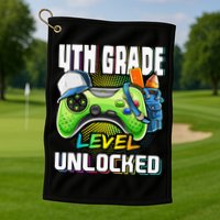 4th Grade Level Unlocked Video Game Back to School Golf Towel