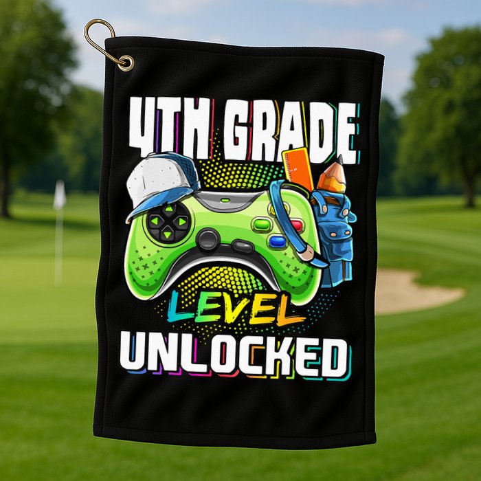 4th Grade Level Unlocked Video Game Back to School Golf Towel