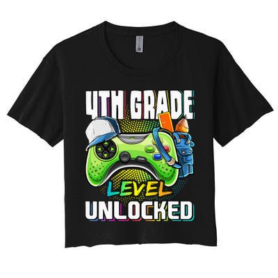 4th Grade Level Unlocked Video Game Back to School Crop Top