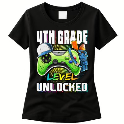 4th Grade Level Unlocked Video Game Back to School Womens T-Shirt