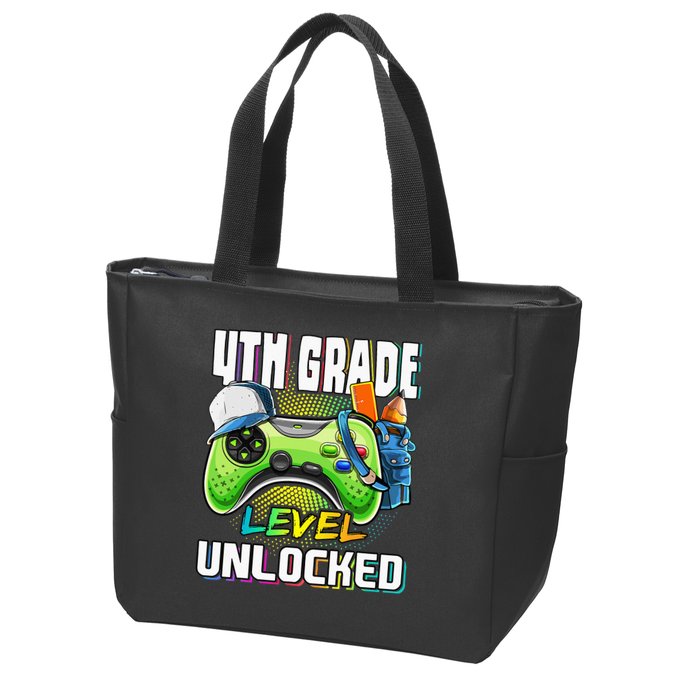 4th Grade Level Unlocked Video Game Back to School Zip Tote Bag