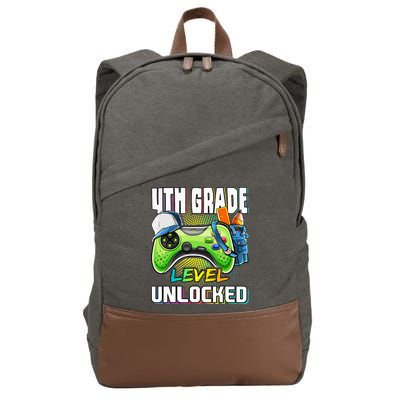 4th Grade Level Unlocked Video Game Back to School Cotton Canvas Backpack