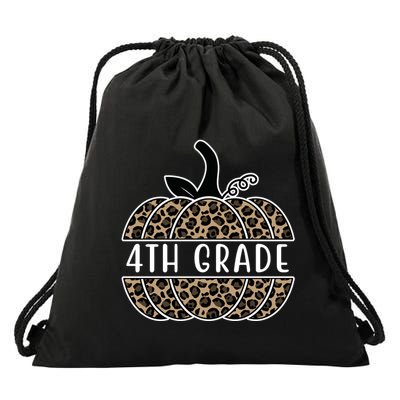 4th Grade Leopard Pumpkin Drawstring Bag