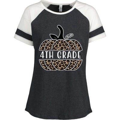 4th Grade Leopard Pumpkin Enza Ladies Jersey Colorblock Tee