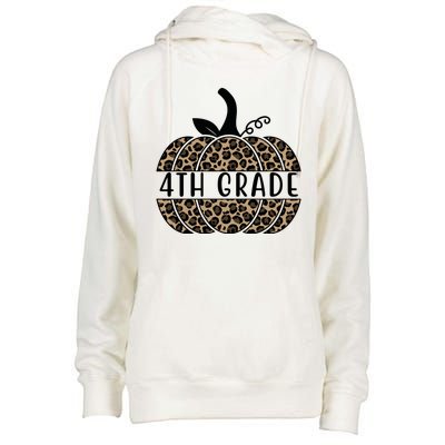 4th Grade Leopard Pumpkin Womens Funnel Neck Pullover Hood