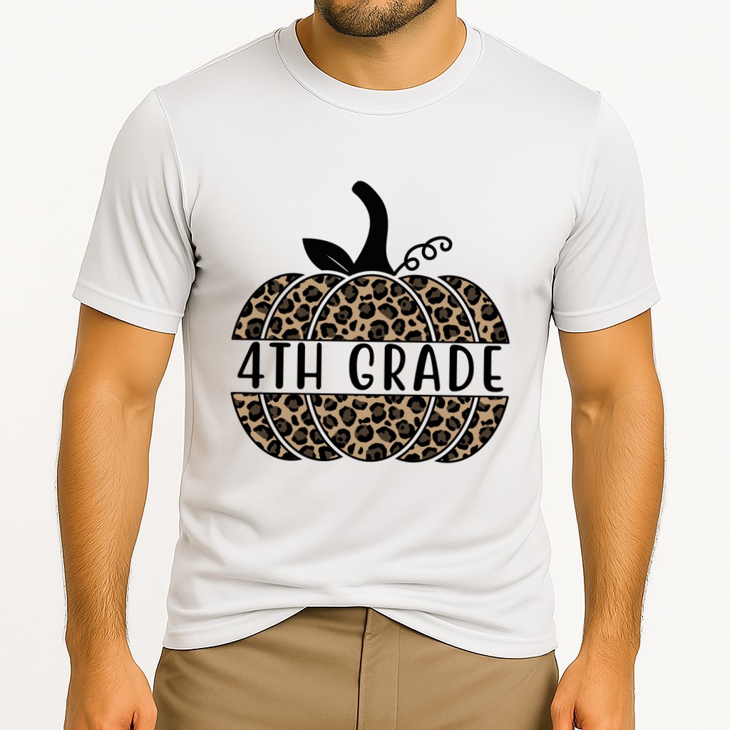 4th Grade Leopard Pumpkin Performance Shirt