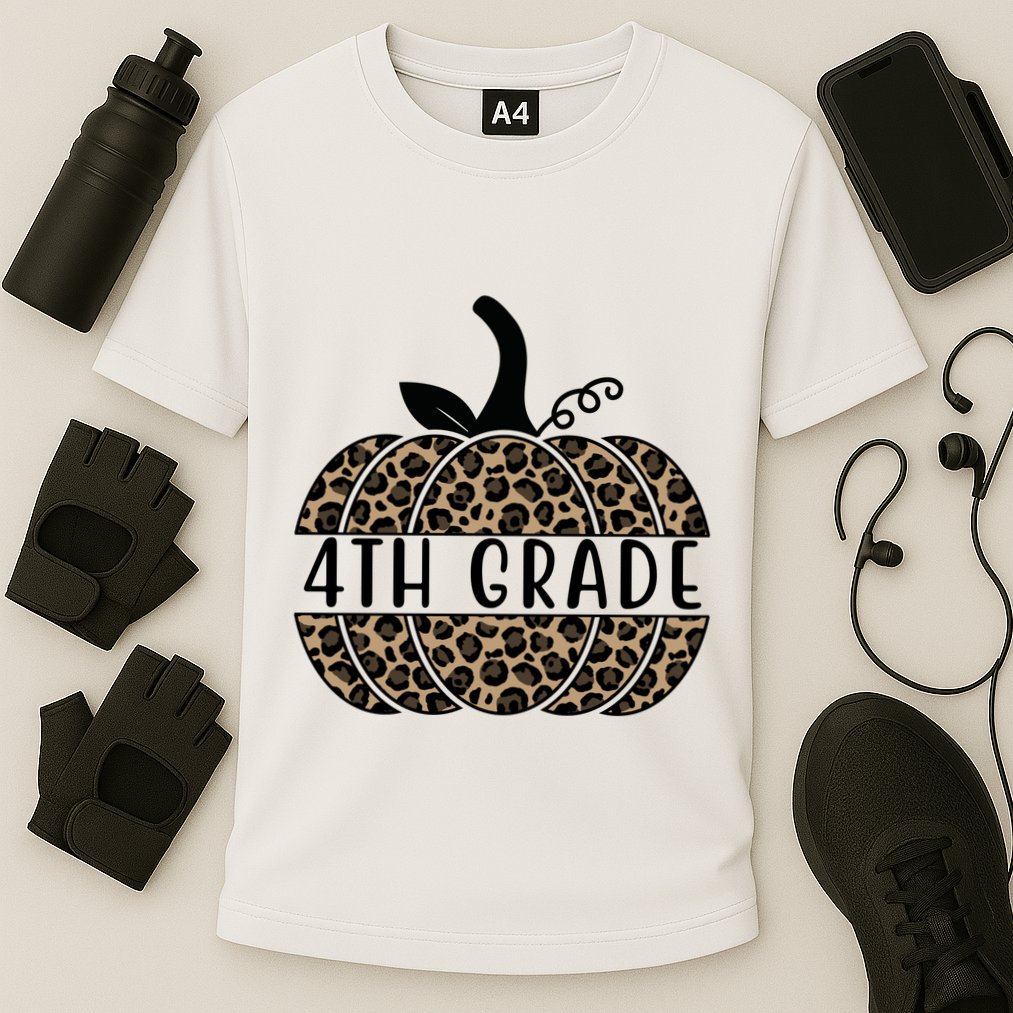 4th Grade Leopard Pumpkin Performance Shirt