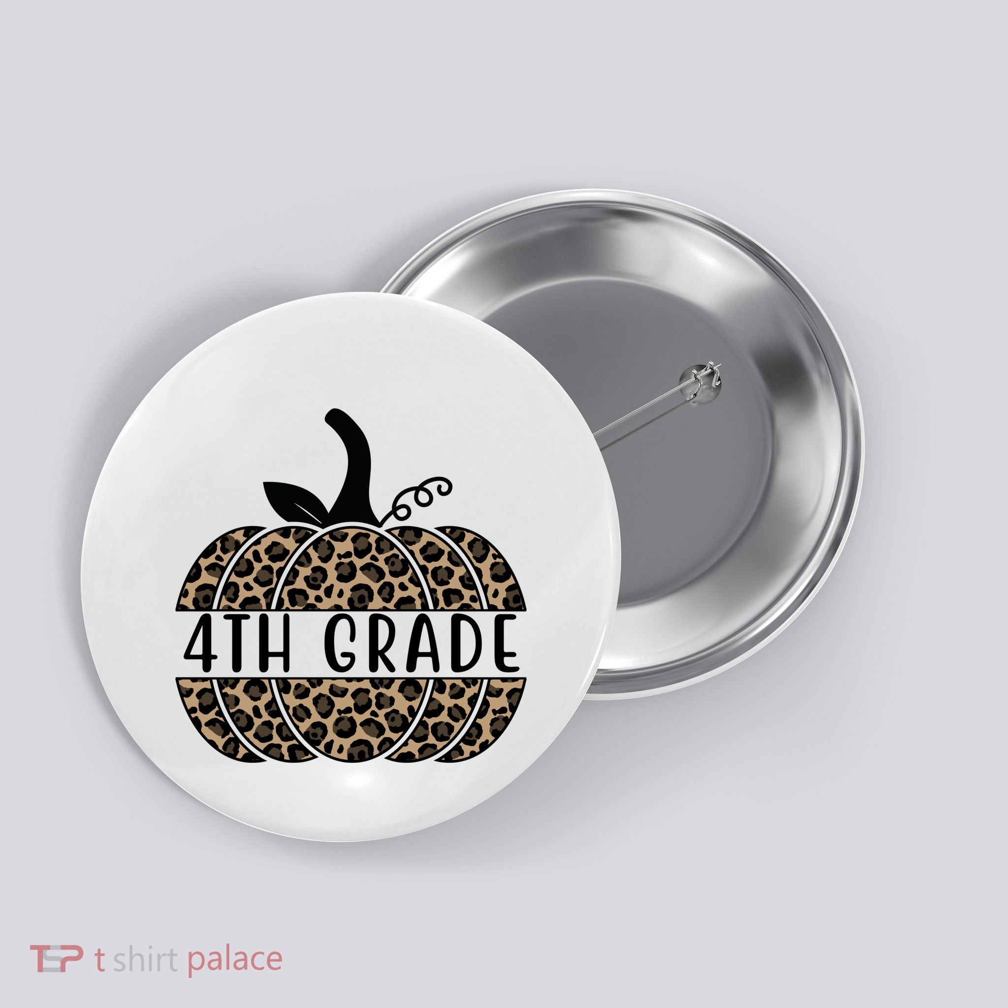 4th Grade Leopard Pumpkin Button