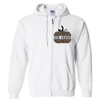 4th Grade Leopard Pumpkin Full Zip Hoodie