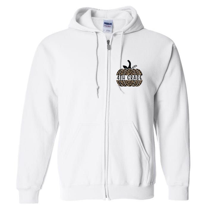 4th Grade Leopard Pumpkin Full Zip Hoodie