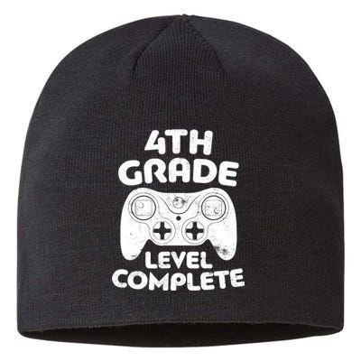 4th Grade Level Complete Video Gamer Graduation Sustainable Beanie