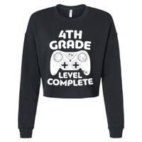 4th Grade Level Complete Video Gamer Graduation Cropped Pullover Crew