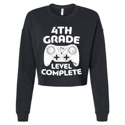 4th Grade Level Complete Video Gamer Graduation Cropped Pullover Crew