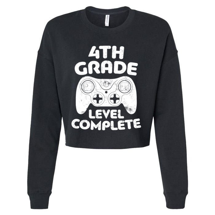 4th Grade Level Complete Video Gamer Graduation Cropped Pullover Crew