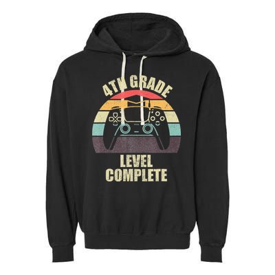 4Th Grade Level Complete Gaming Gamer Graduation Garment-Dyed Fleece Hoodie