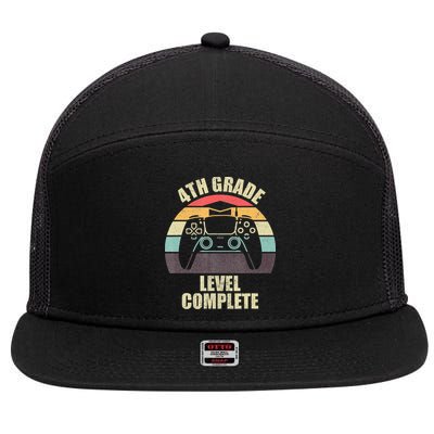 4Th Grade Level Complete Gaming Gamer Graduation 7 Panel Mesh Trucker Snapback Hat