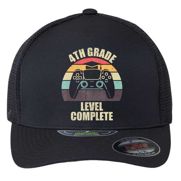 4Th Grade Level Complete Gaming Gamer Graduation Flexfit Unipanel Trucker Cap