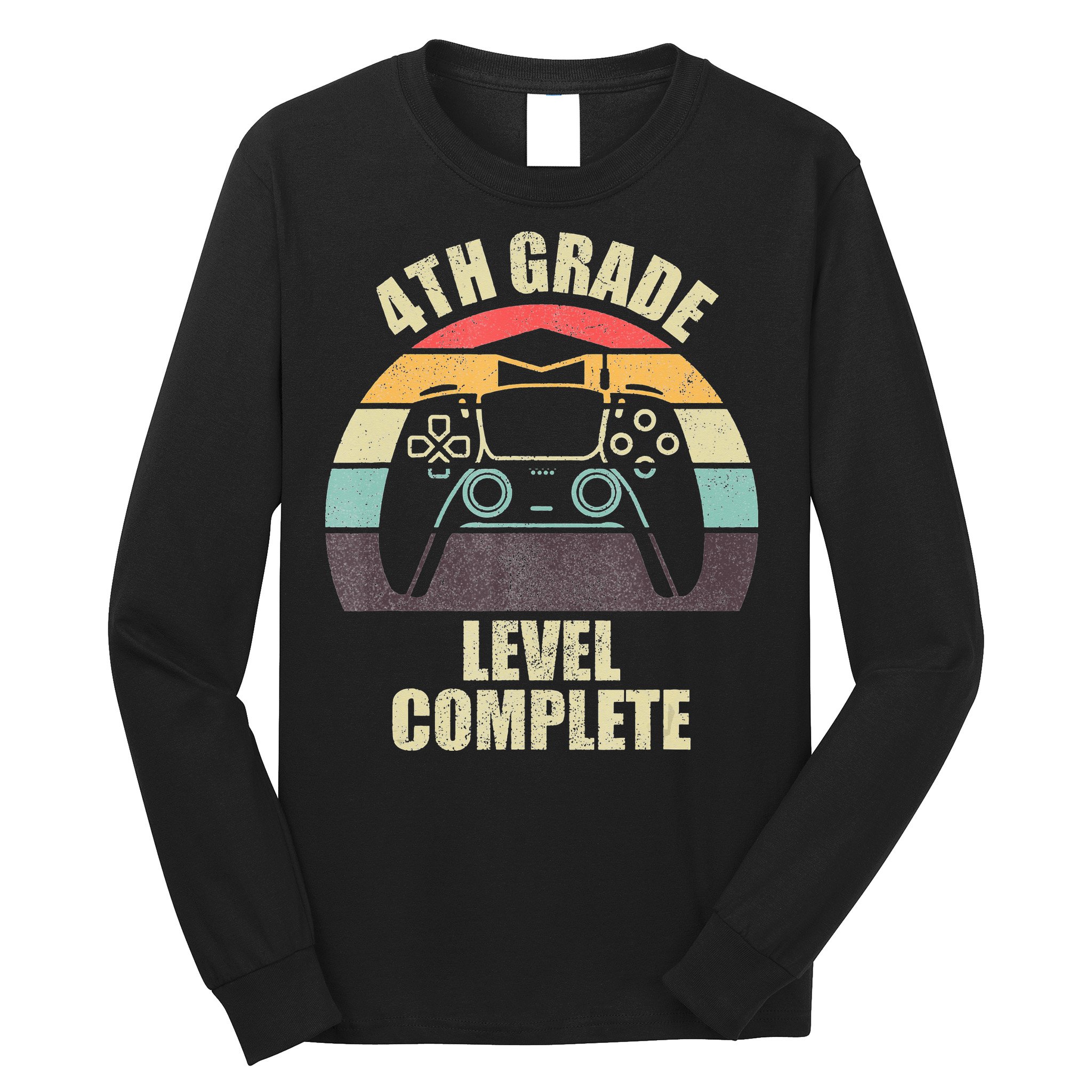 4Th Grade Level Complete Gaming Gamer Graduation Long Sleeve Shirt