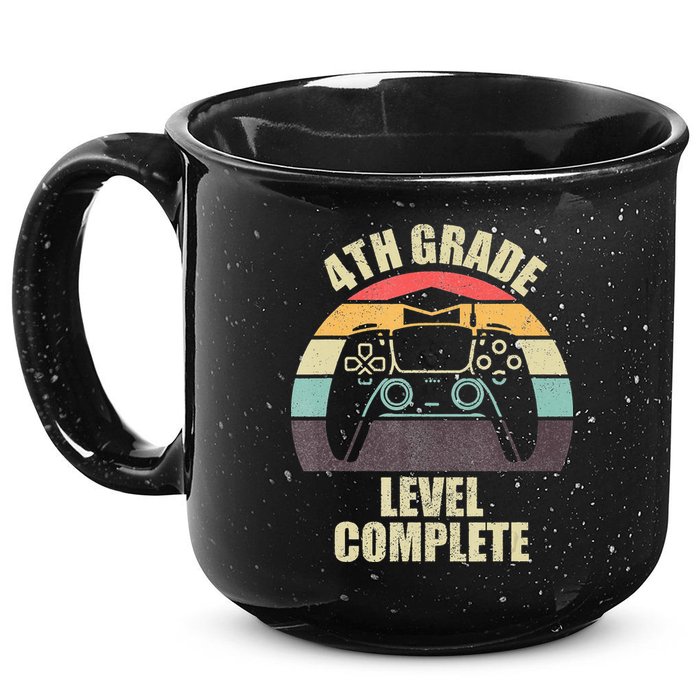 4Th Grade Level Complete Gaming Gamer Graduation 15oz Campfire Ceramic Mug
