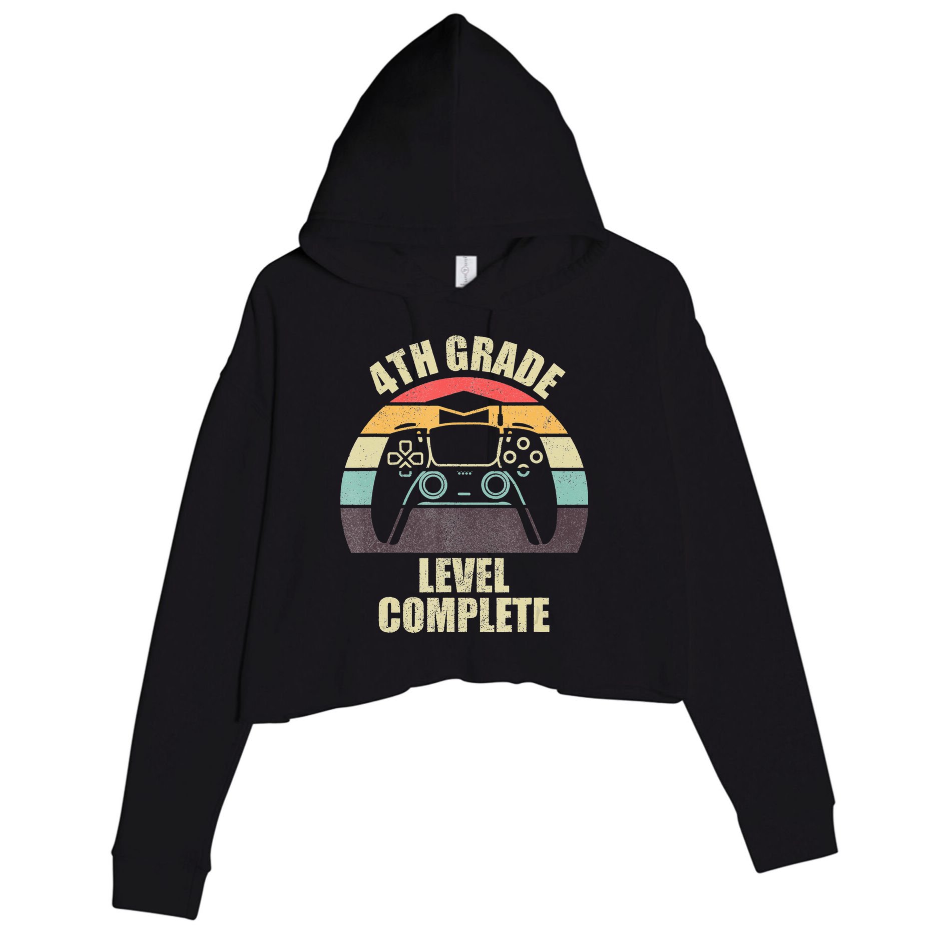 4Th Grade Level Complete Gaming Gamer Graduation Crop Fleece Hoodie
