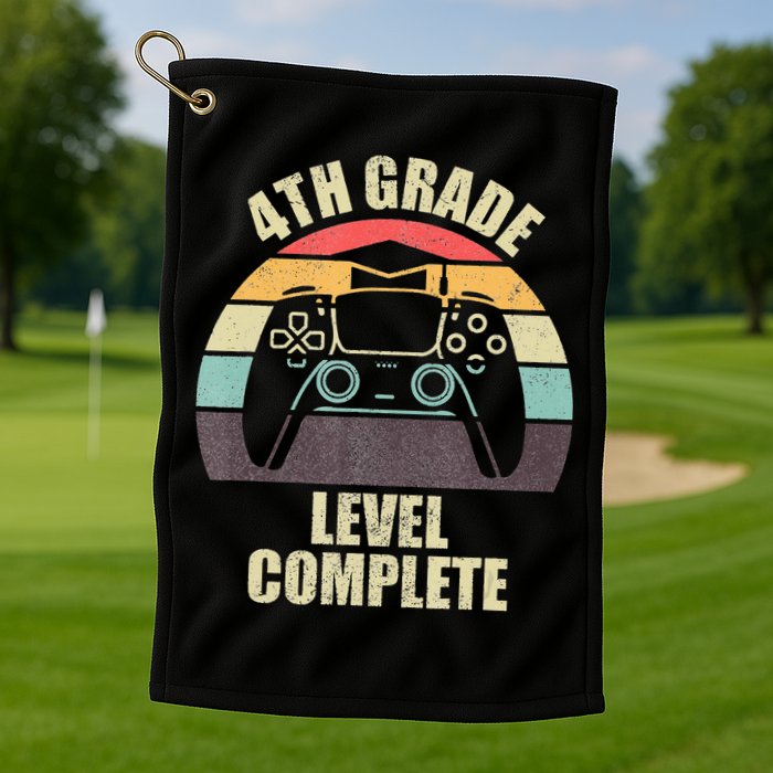 4Th Grade Level Complete Gaming Gamer Graduation Golf Towel
