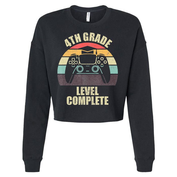 4Th Grade Level Complete Gaming Gamer Graduation Cropped Pullover Crew