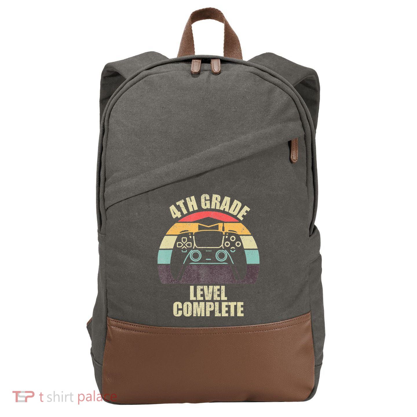 4Th Grade Level Complete Gaming Gamer Graduation Cotton Canvas Backpack