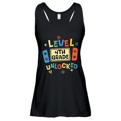 4Th Grade Level Unlocked Video Gamer Back To School Ladies Essential Flowy Tank