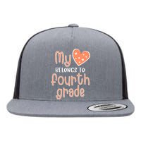 4th Grade My Belongs To Fourth Grade Teacher Back To School Teacher Gift Flat Bill Trucker Hat