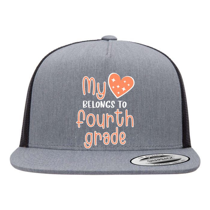 4th Grade My Belongs To Fourth Grade Teacher Back To School Teacher Gift Flat Bill Trucker Hat